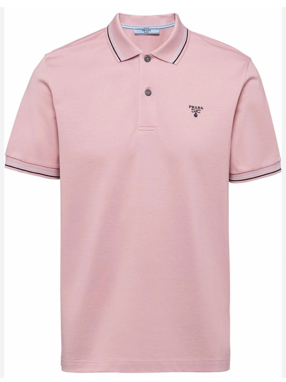 Prada Men’s Light Pink Polo with Contrast Tipping